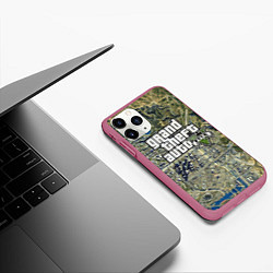Чехол iPhone 11 Pro матовый GTA 5 карта, цвет: 3D-малиновый — фото 2