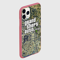 Чехол iPhone 11 Pro матовый GTA 5 карта, цвет: 3D-малиновый — фото 2