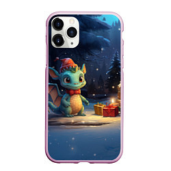 Чехол iPhone 11 Pro матовый Новогодний дракон 2024, цвет: 3D-розовый