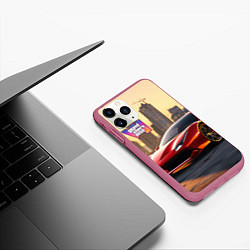 Чехол iPhone 11 Pro матовый GTA 6 Vice city, цвет: 3D-малиновый — фото 2