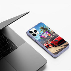Чехол iPhone 11 Pro матовый GTA 6 red auto, цвет: 3D-светло-сиреневый — фото 2