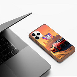Чехол iPhone 11 Pro матовый GTA 6 авто вид сзади, цвет: 3D-коричневый — фото 2