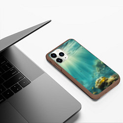 Чехол iPhone 11 Pro матовый Рыбы под водой, цвет: 3D-коричневый — фото 2