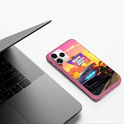 Чехол iPhone 11 Pro матовый Auto GTA 6, цвет: 3D-малиновый — фото 2