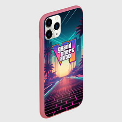 Чехол iPhone 11 Pro матовый GTA 6 night city logo, цвет: 3D-малиновый — фото 2