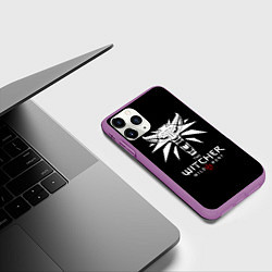 Чехол iPhone 11 Pro матовый The Witcher белое лого гейм, цвет: 3D-фиолетовый — фото 2