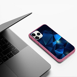 Чехол iPhone 11 Pro матовый Синяя геометрическая абстракция, цвет: 3D-малиновый — фото 2