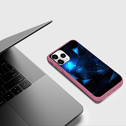 Чехол iPhone 11 Pro матовый Синяя геометрическая абстракция, цвет: 3D-малиновый — фото 2