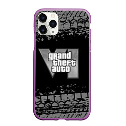 Чехол iPhone 11 Pro матовый GTA 6 следы шин