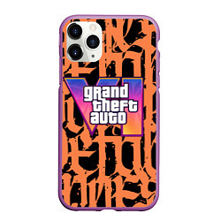 Чехол iPhone 11 Pro матовый GTA 6 граффити, цвет: 3D-фиолетовый