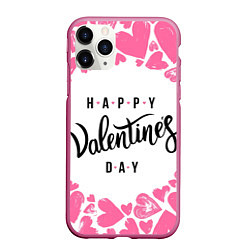 Чехол iPhone 11 Pro матовый Valentines day, цвет: 3D-малиновый