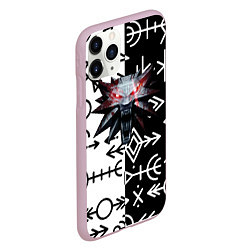 Чехол iPhone 11 Pro матовый The Witcher символы славянские, цвет: 3D-розовый — фото 2