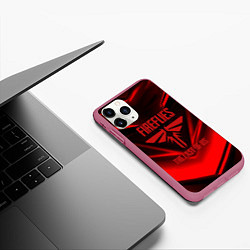 Чехол iPhone 11 Pro матовый Одни из нас geometry redstripes, цвет: 3D-малиновый — фото 2