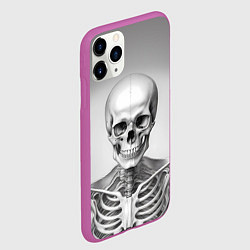 Чехол iPhone 11 Pro матовый Скелет черно белый, цвет: 3D-фиолетовый — фото 2