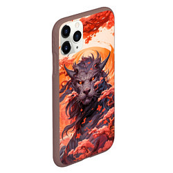 Чехол iPhone 11 Pro матовый Тигровый дракон сакура, цвет: 3D-коричневый — фото 2