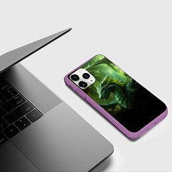 Чехол iPhone 11 Pro матовый Зеленый лесной дракон символ 2024 года, цвет: 3D-фиолетовый — фото 2