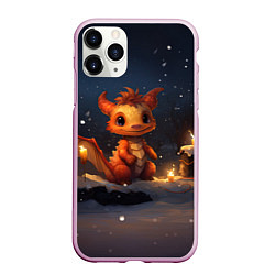 Чехол iPhone 11 Pro матовый Маленький дракон и снег