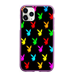 Чехол iPhone 11 Pro матовый Playboy pattern неон