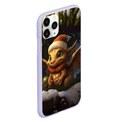 Чехол iPhone 11 Pro матовый Дракон и новогодняя елка, цвет: 3D-светло-сиреневый — фото 2