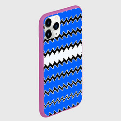 Чехол iPhone 11 Pro матовый Синие и белые полосы, цвет: 3D-фиолетовый — фото 2