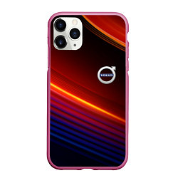 Чехол iPhone 11 Pro матовый Volvo neon gradient auto, цвет: 3D-малиновый