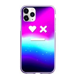 Чехол iPhone 11 Pro матовый Love death robots neon gradient serial