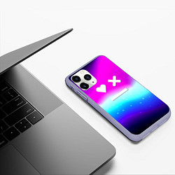 Чехол iPhone 11 Pro матовый Love death robots neon gradient serial, цвет: 3D-светло-сиреневый — фото 2