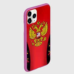 Чехол iPhone 11 Pro матовый Герб РФ хохлома стиль, цвет: 3D-фиолетовый — фото 2