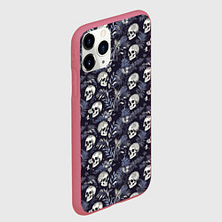 Чехол iPhone 11 Pro матовый Черепа и ветви пальмы, цвет: 3D-малиновый — фото 2