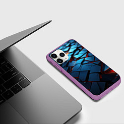 Чехол iPhone 11 Pro матовый Синие битые плитки, цвет: 3D-фиолетовый — фото 2