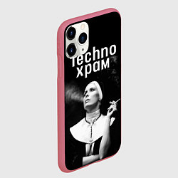Чехол iPhone 11 Pro матовый Techno храм монашка модель позирует, цвет: 3D-малиновый — фото 2