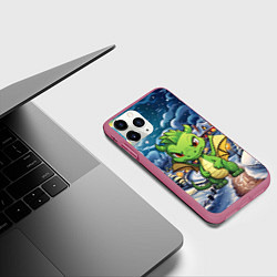 Чехол iPhone 11 Pro матовый Дракон ночь перед новым годом, цвет: 3D-малиновый — фото 2