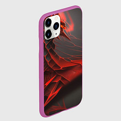 Чехол iPhone 11 Pro матовый Красная сеть на чёрном фоне, цвет: 3D-фиолетовый — фото 2