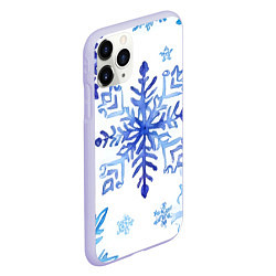 Чехол iPhone 11 Pro матовый Снежинки падают, цвет: 3D-светло-сиреневый — фото 2