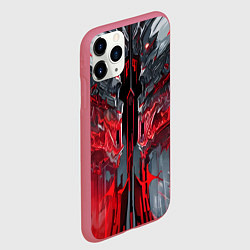 Чехол iPhone 11 Pro матовый Каменная адская броня красная, цвет: 3D-малиновый — фото 2