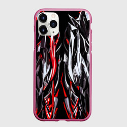 Чехол iPhone 11 Pro матовый Агрессивные линии белые и красные