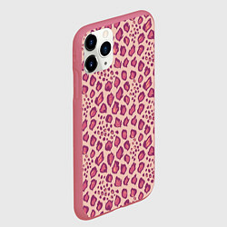 Чехол iPhone 11 Pro матовый Цветущий леопард тюльпановое поле, цвет: 3D-малиновый — фото 2