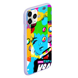 Чехол iPhone 11 Pro матовый Girls face - pop art, цвет: 3D-светло-сиреневый — фото 2