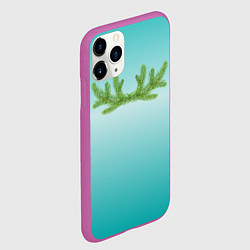 Чехол iPhone 11 Pro матовый Еловые веточки в виде оленьих рогов, цвет: 3D-фиолетовый — фото 2