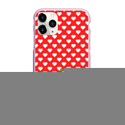 Чехол iPhone 11 Pro матовый Сердечный фон, цвет: 3D-розовый