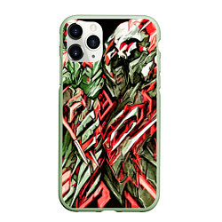 Чехол iPhone 11 Pro матовый Адский каменный доспех красный, цвет: 3D-салатовый