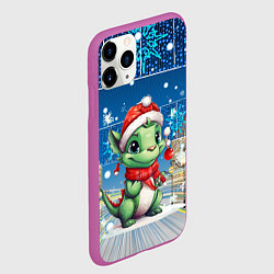 Чехол iPhone 11 Pro матовый Дракон новогодний фон, цвет: 3D-фиолетовый — фото 2