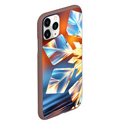 Чехол iPhone 11 Pro матовый Реалистичная снежинка на теплом фоне, цвет: 3D-коричневый — фото 2