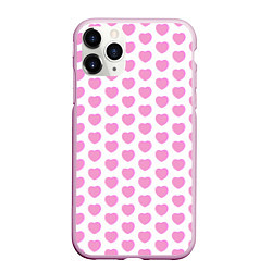 Чехол iPhone 11 Pro матовый Нежные розовые сердечки