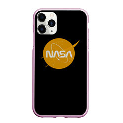 Чехол iPhone 11 Pro матовый NASA yellow logo, цвет: 3D-розовый