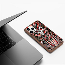 Чехол iPhone 11 Pro матовый Красный череп в камне, цвет: 3D-коричневый — фото 2