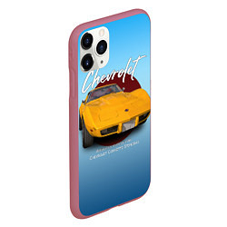 Чехол iPhone 11 Pro матовый Американский маслкар Chevrolet Corvette, цвет: 3D-малиновый — фото 2