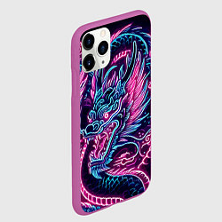 Чехол iPhone 11 Pro матовый Neon Japanese dragon - irezumi, цвет: 3D-фиолетовый — фото 2