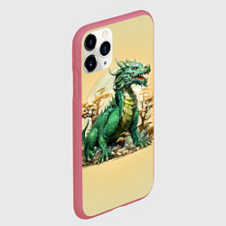 Чехол iPhone 11 Pro матовый Огромный зеленый дракон среди деревьев, цвет: 3D-малиновый — фото 2