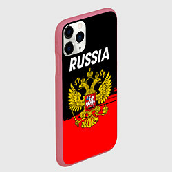 Чехол iPhone 11 Pro матовый Россия герб краски абстракция, цвет: 3D-малиновый — фото 2